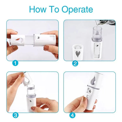 Facial Nano Mist Sprayer Mini Portable Facial Steamer Rechargeable Handy Face Humidifier Face Moisturizing Skin Care Machine
