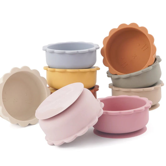 Mother Kids Baby Silicone Suction Bowls For Kids Waterproof Baby Feeding Dishes Plates Children's Tableware Dishes Kitchenware