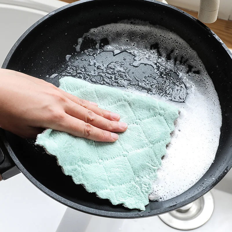 Glass Window Dish Cleaning Cloth Microfiber Kitchen Cleaning Towel Anti-Grease Wiping Rags Absorbable Fish Scale Wipe Cloth