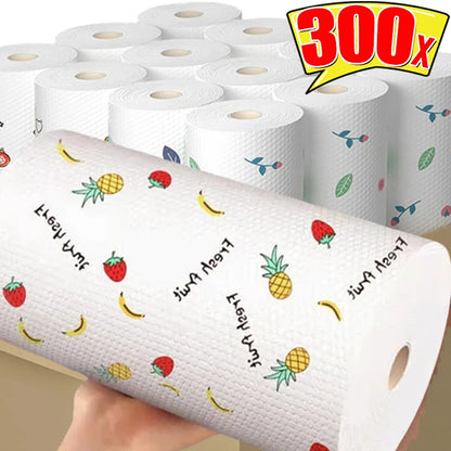 300/50pcs Disposable Rags Non-Woven Kitchen Cleaning Cloths Washing Dishcloth Towels Paper Scouring Pads Cleaner Tools Wholesale