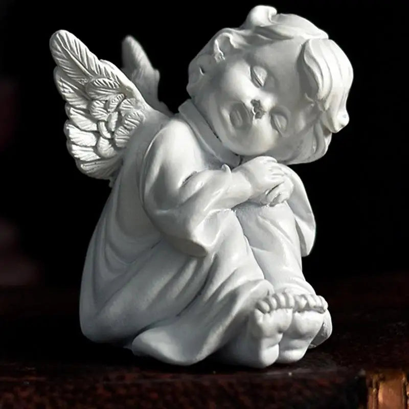 2024 Resin Fairy Girl Angel Figurine Peaceful Prayer Sculpture Desktop Ornaments Retro Flower Fairy Small Decorative Home Decor