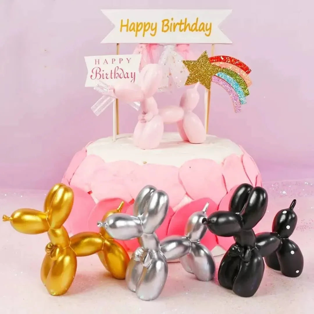 9*3.5*7.5cm Mini Resin Crafts Sculpture Gift Cute Balloon Dog Party Accessories Home Desktop Ornament Cake Dessert Decoration