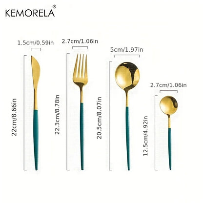 Christmas Golden Cutlery Set | Premium Christmas Dinnerware Gift