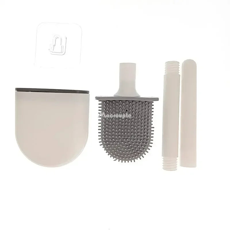 Flexible Silicone Toilet Brush Breathable Leakproof Toilet Bowl Cleaner Brush with Quick Drying Holder WallMounted Kit Bathroom